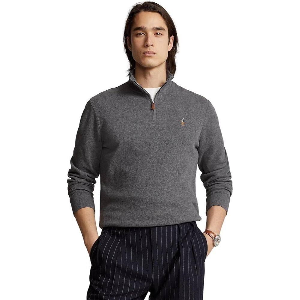 Polo Ralph Lauren Estate Rib Pullover 1/4 Zip Sweater Gray Mens Large Mock Neck - Picture 6 of 8